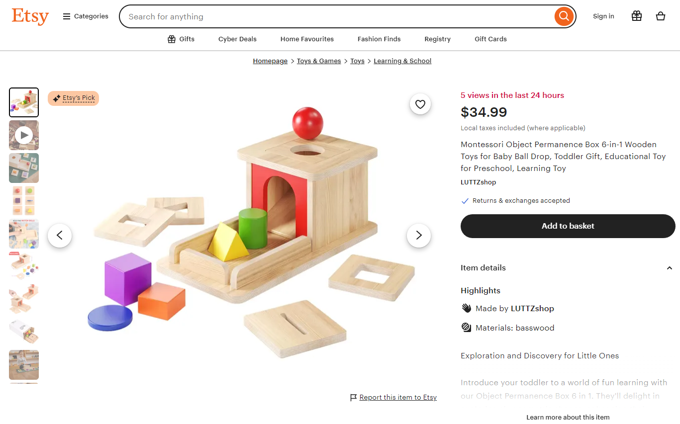 Montessori Object Permanence Box